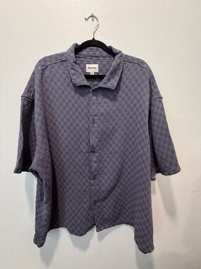 Rhythm. Men's Short-Sleeve Button-Down Shirt in Washed Purple Checker